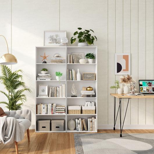 5-Shelf Storage Bookcase Modern Multi-Functional Display Cabinet-White at Set Shop and Smile