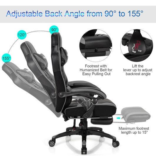 Adjustable Gaming Chair with Footrest for Home Office-Gray at Set Shop and Smile