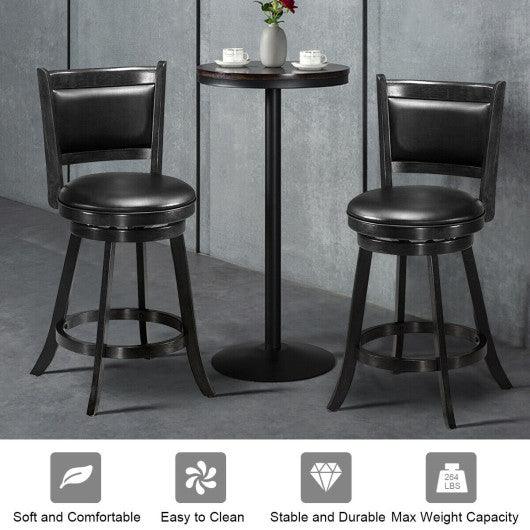 2 Pieces 24 Inches Swivel Counter Stool Dining Chair Upholstered Seat-Black at Set Shop and Smile