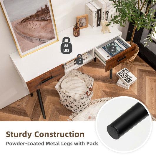 48 Inch Industrial Console Table with 2 Drawers for Entryway Hallway at Set Shop and Smile