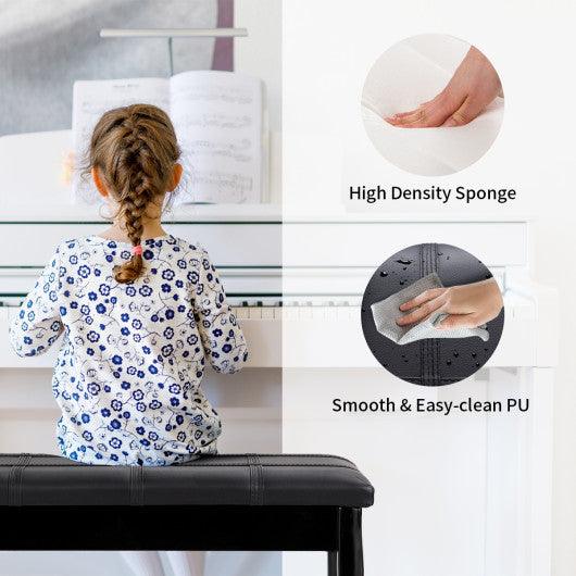 Solid Wood PU Leather Piano Bench with Storage-Black at Set Shop and Smile