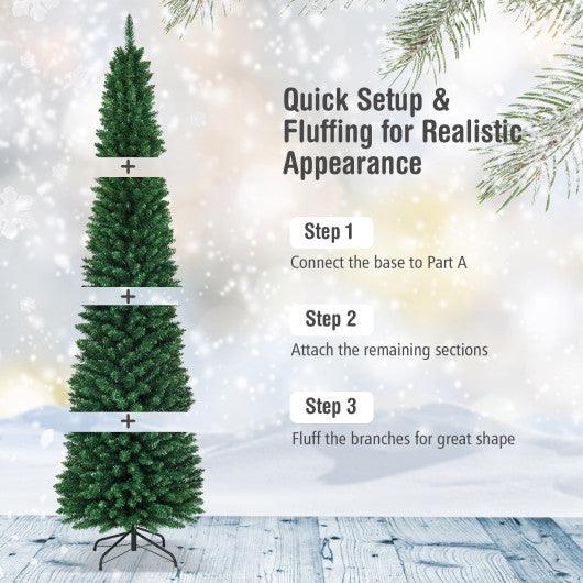 PVC Artificial Slim Pencil Christmas Tree-9 Feet at Set Shop and Smile