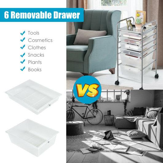 6 Drawers Rolling Storage Cart Organizer-Clear at Set Shop and Smile