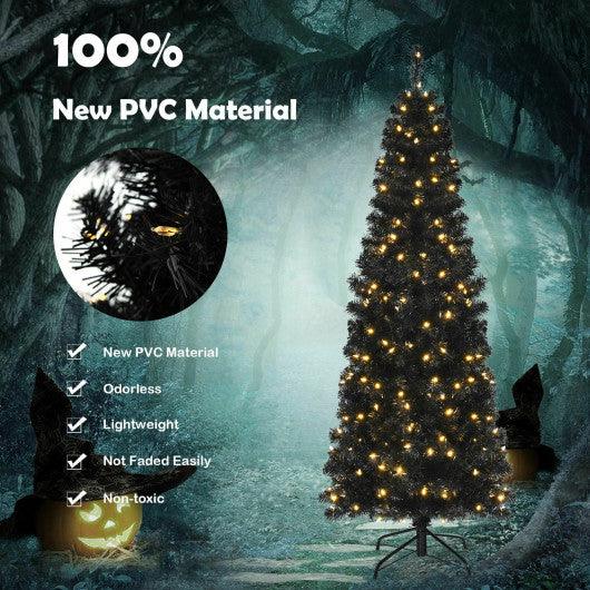 Pre-lit Christmas Halloween Tree with PVC Branch Tips and Warm White Lights-6 ft at Set Shop and Smile