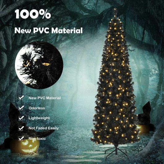 Pre-lit Christmas Halloween Tree with PVC Branch Tips and Warm White Lights-7 ft at Set Shop and Smile