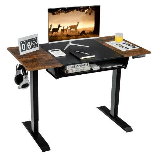 48 Inch Electric Sit to Stand Desk with Keyboard Tray-Black at Set Shop and Smile