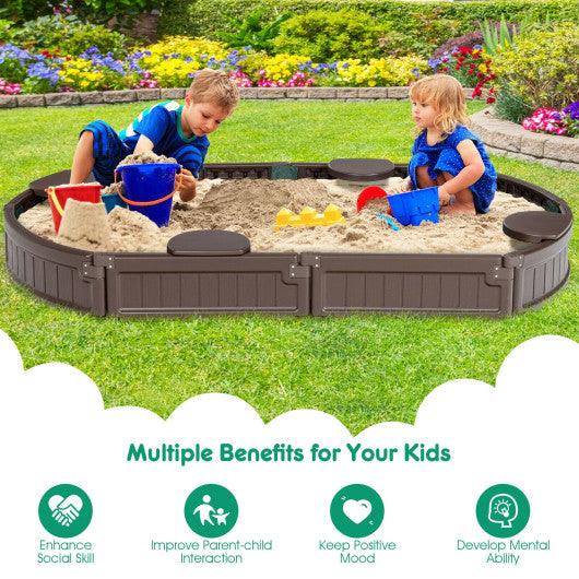 Sandbox with Built-in Corner Seat and Bottom Liner-Brown at Set Shop and Smile