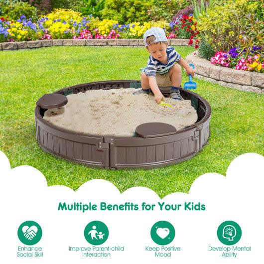 Sandbox with Built-in Corner Seat and Cover-Brown at Set Shop and Smile
