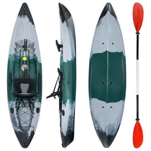 Sit-on-Top Fishing Kayak Boat With Fishing Rod Holders and Paddle-Gray at Set Shop and Smile