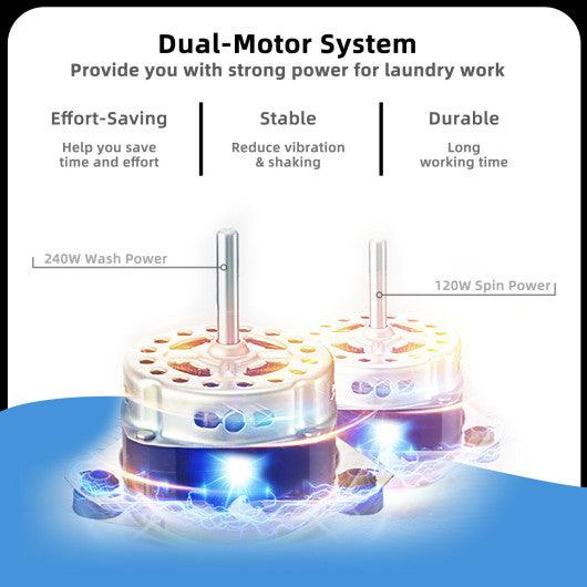 8 Lbs Compact Mini Twin Tub Washing Spiner Machine for Home and Apartment at Set Shop and Smile