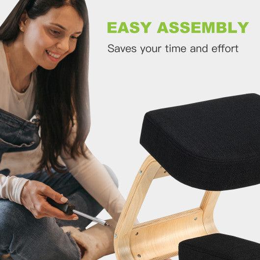 Ergonomic Kneeling Chair Rocking Office Desk Stool Upright Posture-Black at Set Shop and Smile