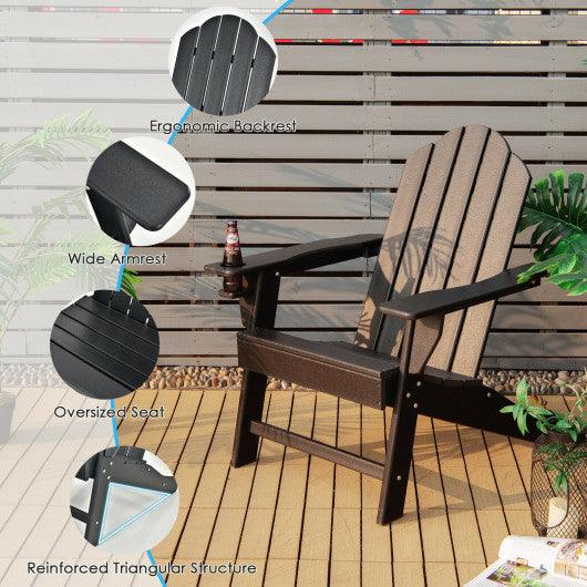 Outdoor Adirondack Chair with Built-in Cup Holder for Backyard Porch-Black at Set Shop and Smile