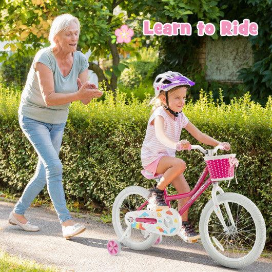 Kids Bicycle 18 Inch Toddler and Kids Bike with Training Wheels for 6-8 Year Old Kids-Pink at Set Shop and Smile