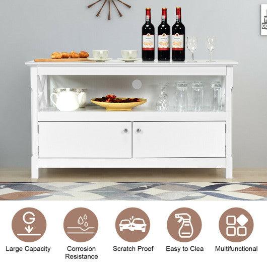 44 Inch Wooden Storage Cabinet TV Stand-White at Set Shop and Smile