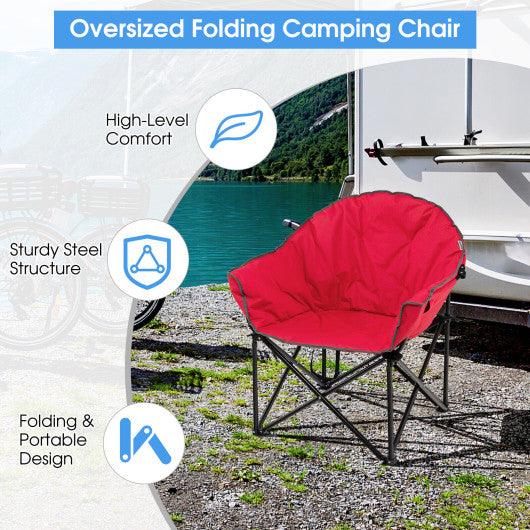Folding Camping Moon Padded Chair with Carrying Bag-Red at Set Shop and Smile