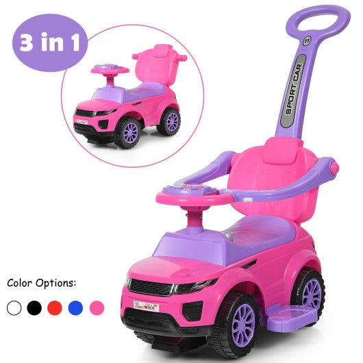 Honey Joy 3 in 1 Ride on Push Car Toddler Stroller Sliding Car with Music-Pink at Set Shop and Smile