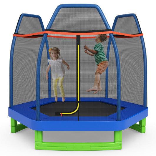 7 Feet Kids Recreational Bounce Jumper Trampoline-Blue at Set Shop and Smile