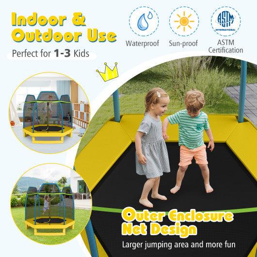 7 Feet Kids Recreational Bounce Jumper Trampoline-Yellow at Set Shop and Smile