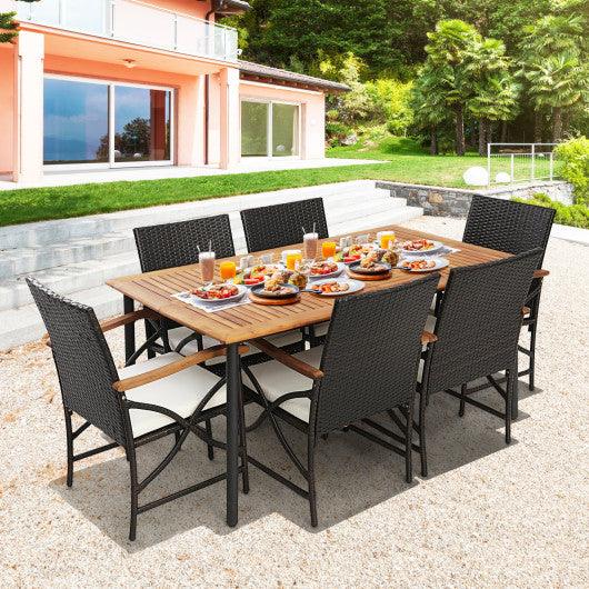 5/7-Piece Outdoor Dining Set with Acacia Wood Table-6 Pieces + at Set Shop and Smile