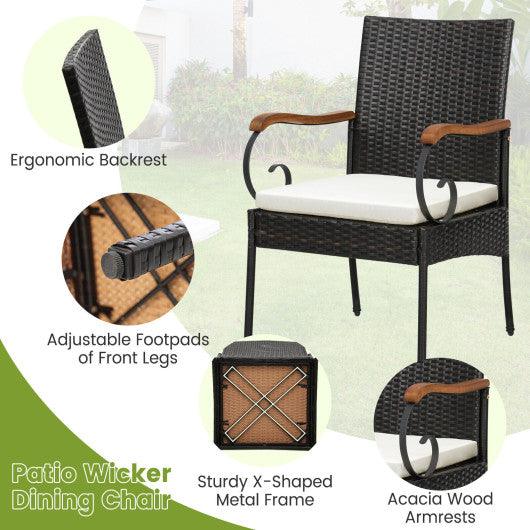 7 Pieces Patio Wicker Dining Set with Detachable Cushion and Umbrella Hole at Set Shop and Smile