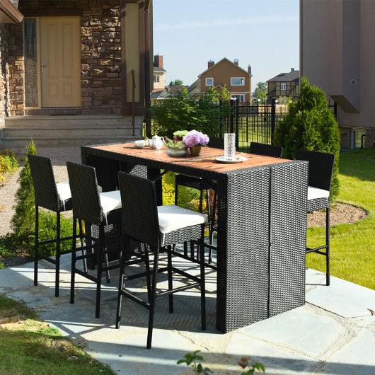 7 Pieces Patio Rattan Wicker Dining Furniture Set at Set Shop and Smile
