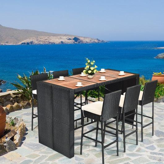 7 Pieces Patio Rattan Wicker Dining Furniture Set at Set Shop and Smile