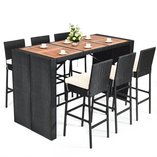 7 Pieces Patio Rattan Wicker Dining Furniture Set at Set Shop and Smile