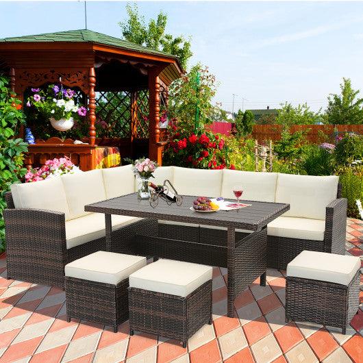 7 Pieces Wicker Patio Furniture Set-White at Set Shop and Smile