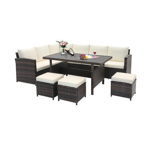 7 Pieces Wicker Patio Furniture Set-White at Set Shop and Smile