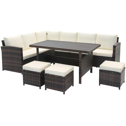 7 Pieces Wicker Patio Furniture Set-White at Set Shop and Smile