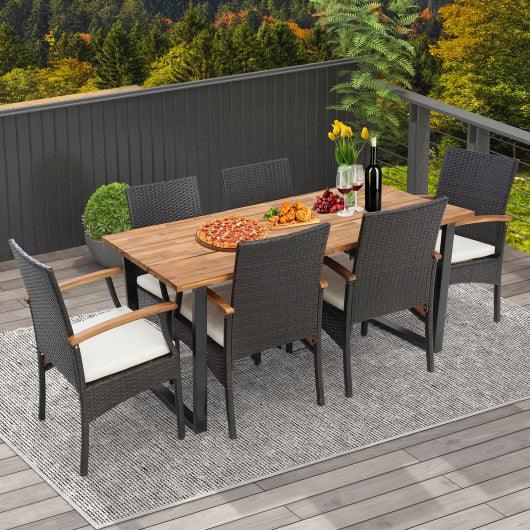 7 Pieces Outdoor Wicker Chair and Dining Table Set at Set Shop and Smile