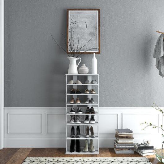 7 Tiers Vertical Shoe Rack for Front Door-White at Set Shop and Smile