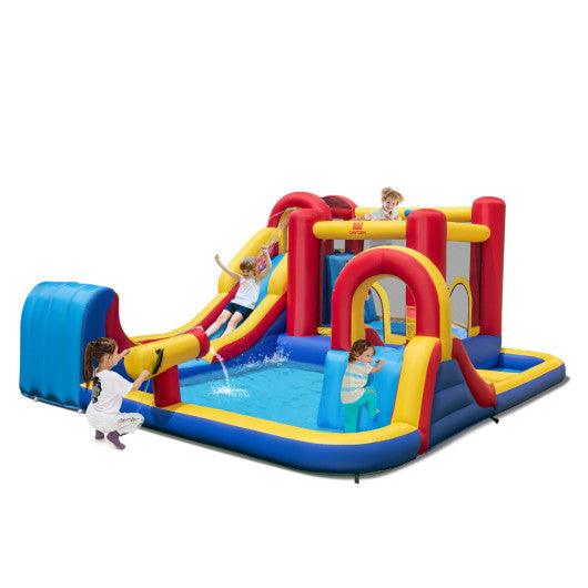 7 in 1 Outdoor Inflatable Bounce House with Water Slides and Splash Pools with 735W Blower at Set Shop and Smile