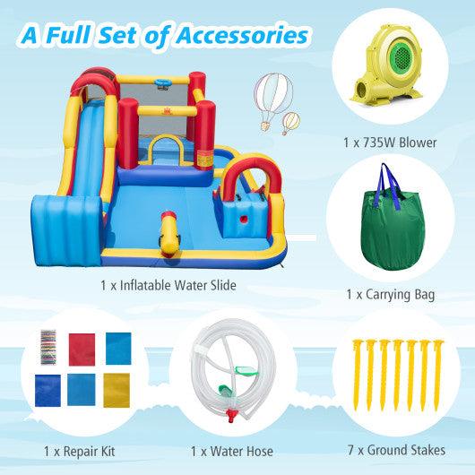 7 in 1 Outdoor Inflatable Bounce House with Water Slides and Splash Pools with 735W Blower at Set Shop and Smile