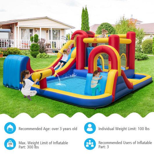7 in 1 Outdoor Inflatable Bounce House with Water Slides and Splash Pools with 750W Blower at Set Shop and Smile