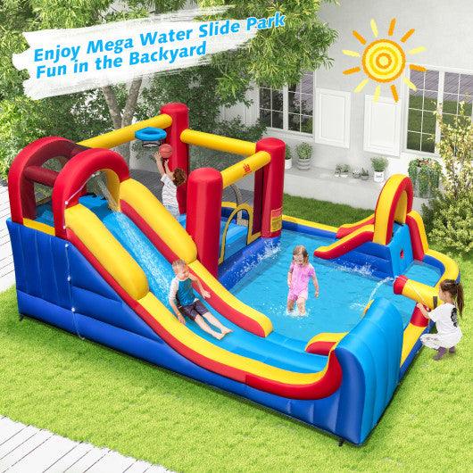 7 in 1 Outdoor Inflatable Bounce House with Water Slides and Splash Pools with 950W Blower at Set Shop and Smile