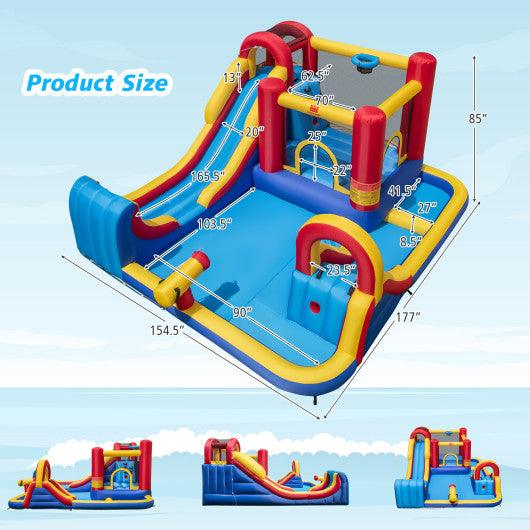 7 in 1 Outdoor Inflatable Bounce House with Water Slides and Splash Pools with 950W Blower at Set Shop and Smile