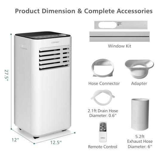 8000 BTU Portable Air Conditioner with Fan and Dehumidifier Mode-White at Set Shop and Smile
