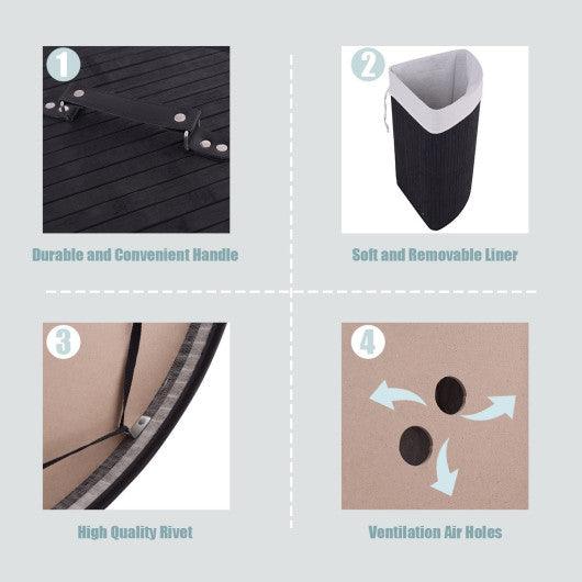 Corner Bamboo Hamper Laundry Basket-Black at Set Shop and Smile