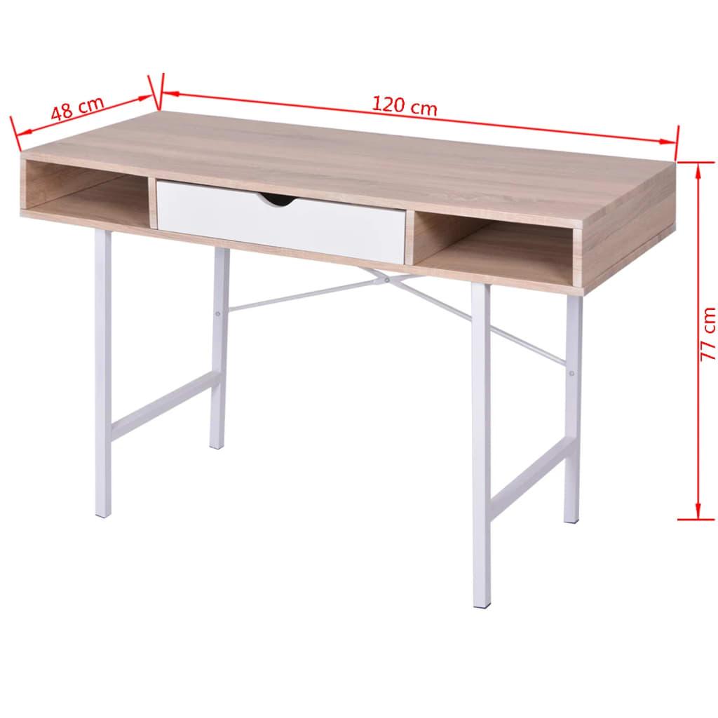 Desk with 1 Drawer Oak and White at Set Shop and Smile