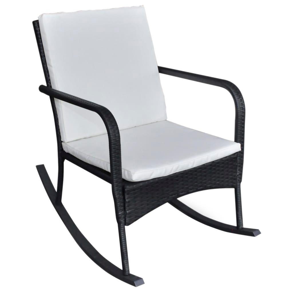 Outdoor Rocking Chair Black Poly Rattan at Set Shop and Smile