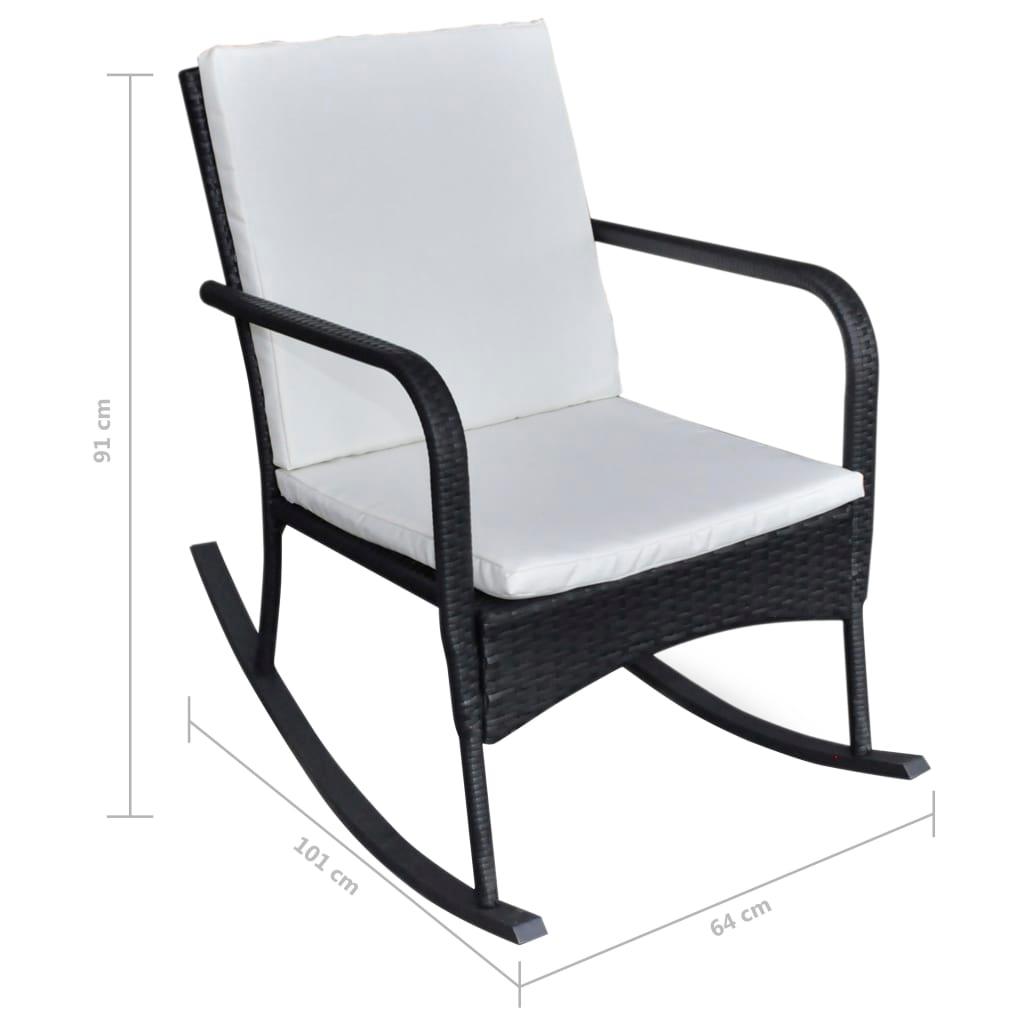 Outdoor Rocking Chair Black Poly Rattan at Set Shop and Smile