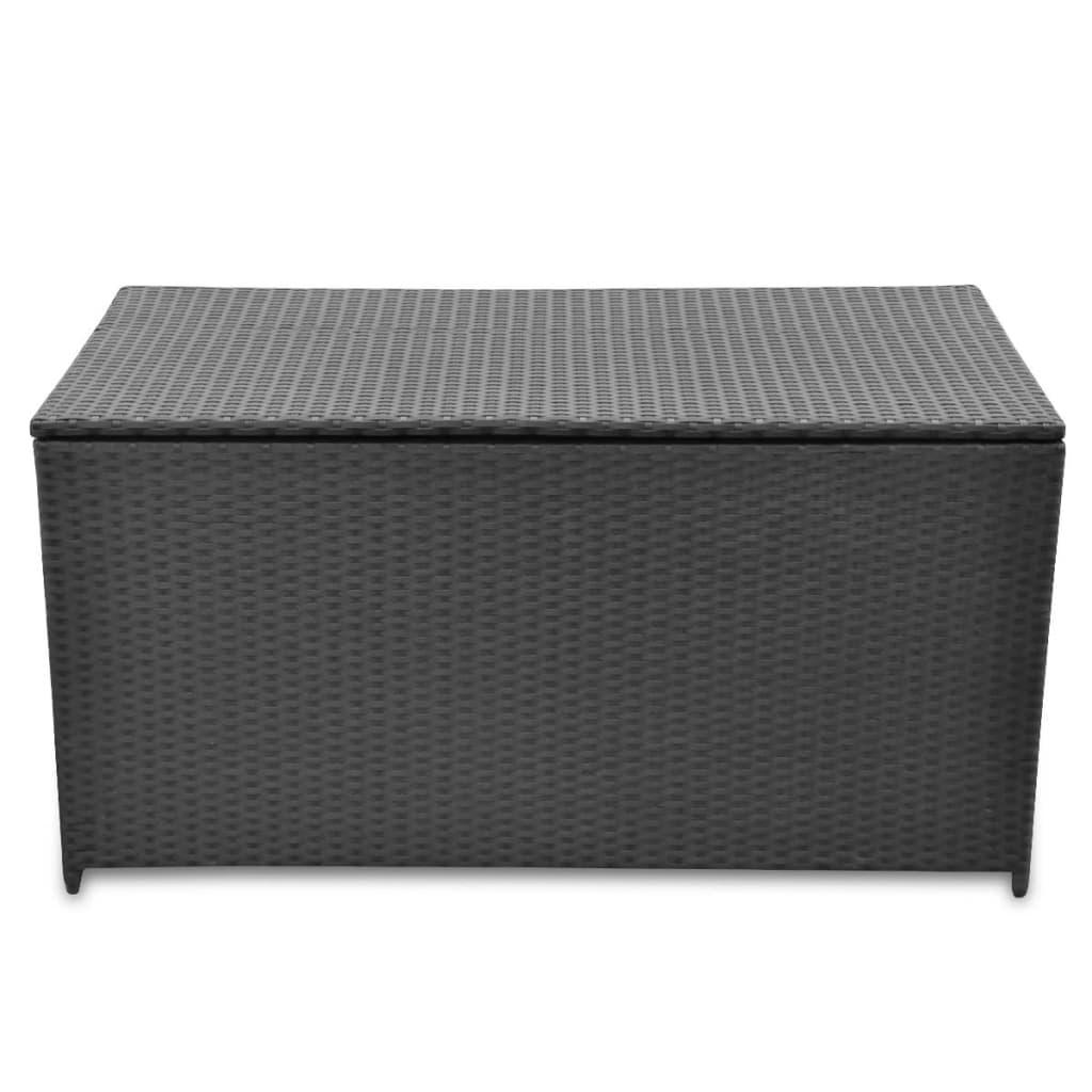 Patio Storage Box Black 47.2"x19.7"x23.6" Poly Rattan at Set Shop and Smile