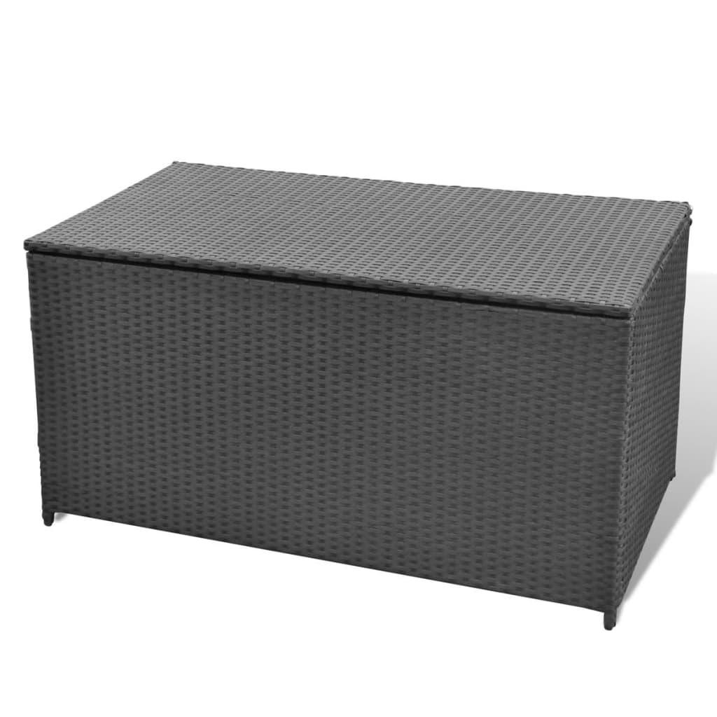 Patio Storage Box Black 47.2"x19.7"x23.6" Poly Rattan at Set Shop and Smile