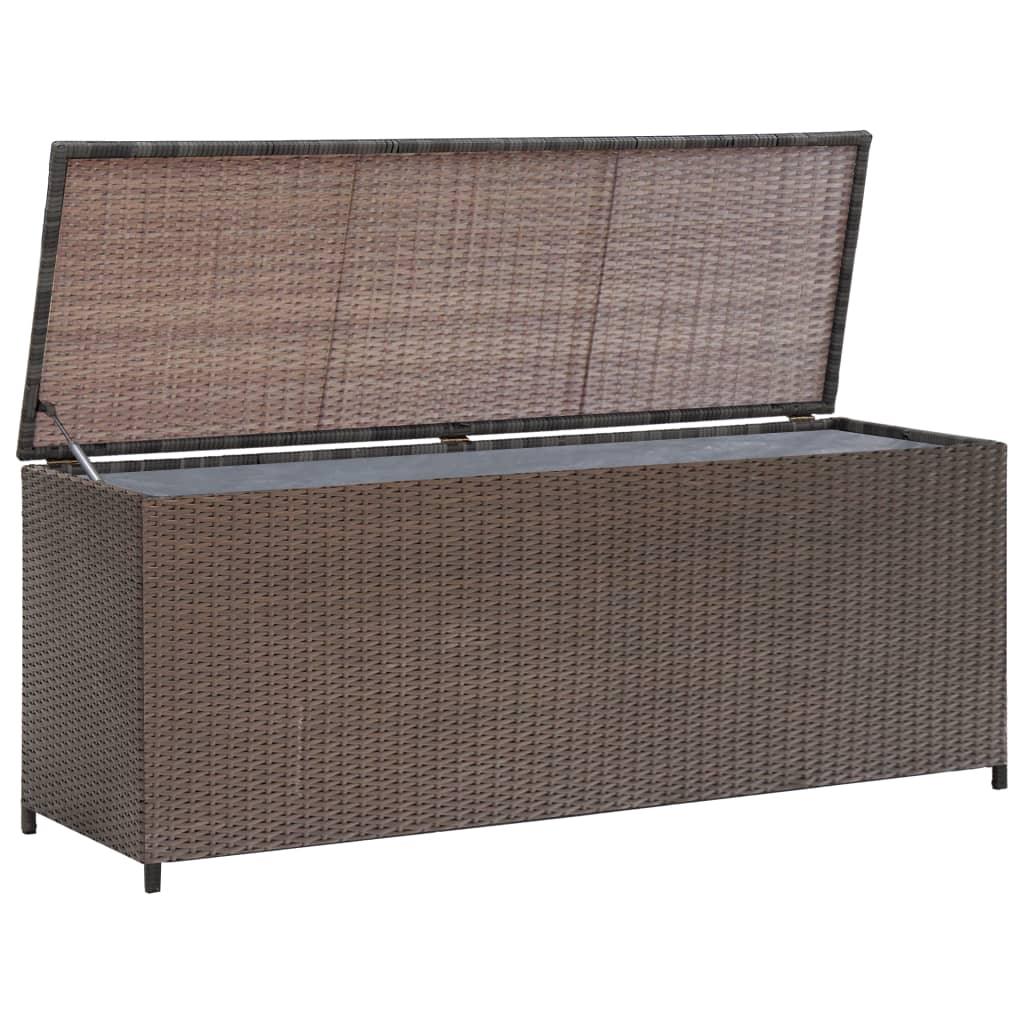 Patio Storage Box Brown 47.2"x19.7"x23.6" Poly Rattan at Set Shop and Smile