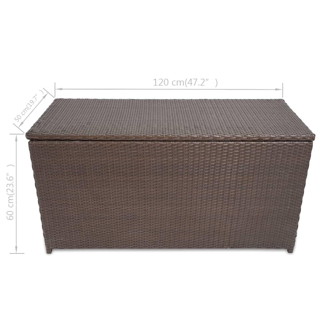 Patio Storage Box Brown 47.2"x19.7"x23.6" Poly Rattan at Set Shop and Smile