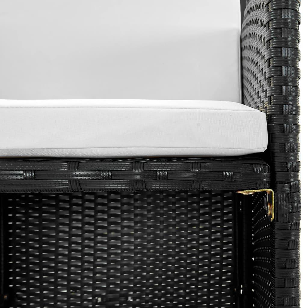 11 Piece Patio Dining Set with Cushions Poly Rattan Black at Set Shop and Smile