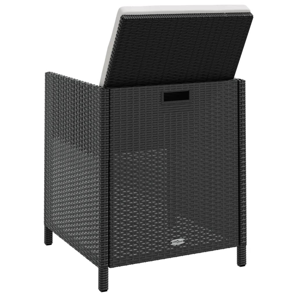 5 Piece Patio Dining Set Poly Rattan and Acacia Wood Black at Set Shop and Smile