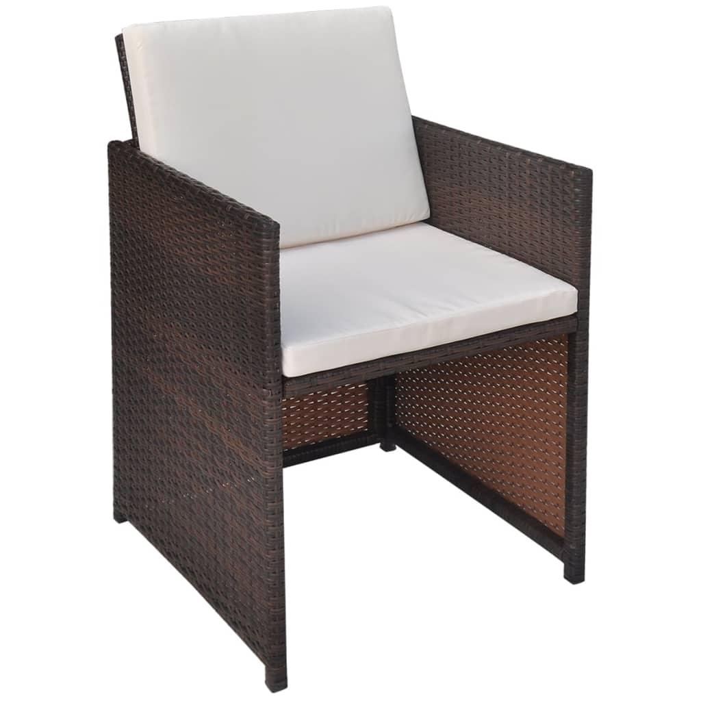 Patio Chairs 2 pcs with Cushions and Pillows Poly Rattan Brown at Set Shop and Smile