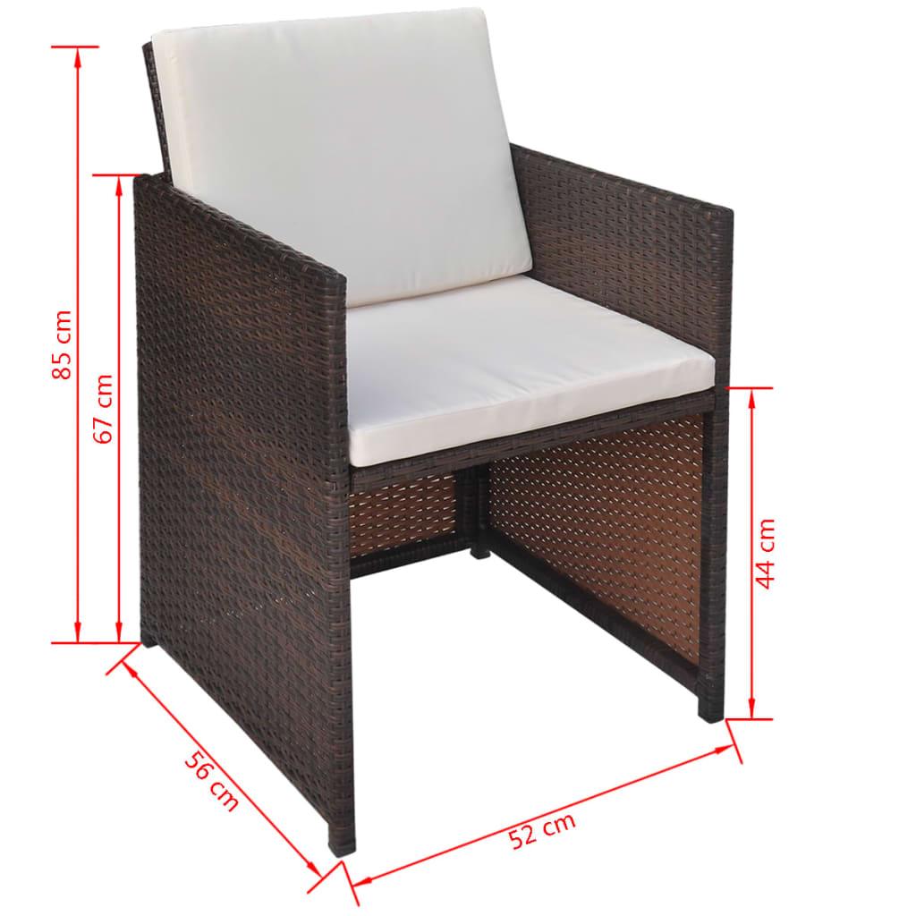 Patio Chairs 2 pcs with Cushions and Pillows Poly Rattan Brown at Set Shop and Smile